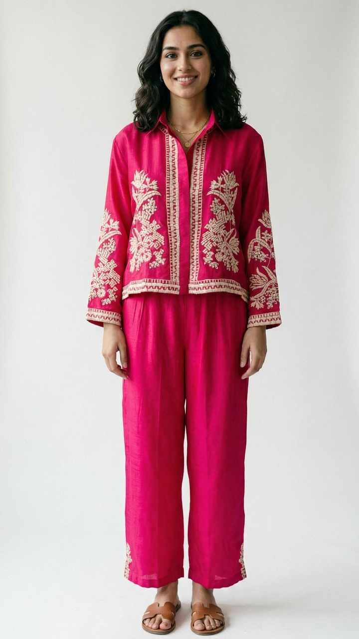 Rani Cotton Silk Coord Set with Thread and Mirror Work