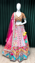 Load image into Gallery viewer, Multi Colour Silk Lehenga With Gota Patti And Mirror
