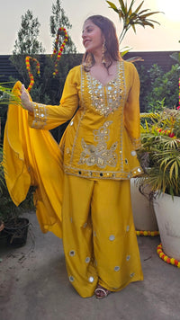 Chinon Indo-Western Embellished with Zari & Mirror Work