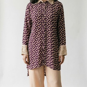 Purple Crepe Coord Set with Moti and Cut Dana Work