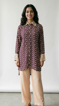 Purple Crepe Coord Set with Moti and Cut Dana Work