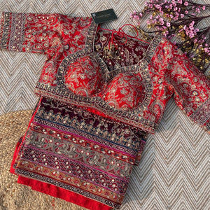 Maroon Chinon Saree Embellished With Zari, Swarovski & Chandla Work