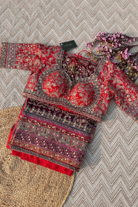 Maroon Chinon Saree Embellished With Zari, Swarovski & Chandla Work