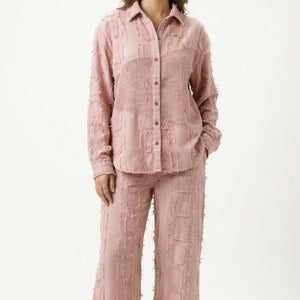 Peach Jute Coord Set with Mash Paneling Detailing