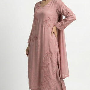 Pink Chinon Suit with Sequins & Cutdana Detailing