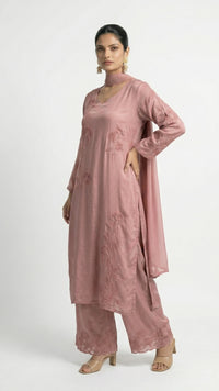 Pink Chinon Suit with Sequins & Cutdana Detailing