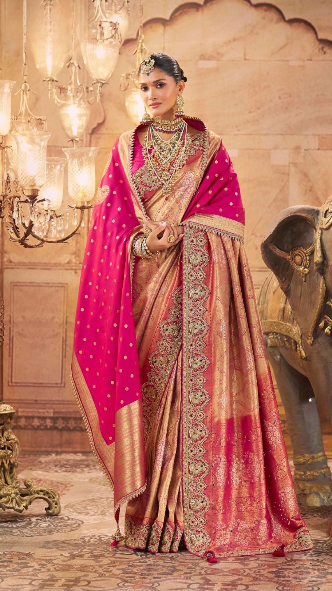 Pink Kadwa Kasab Silk Embroidered Saree and Dupatta