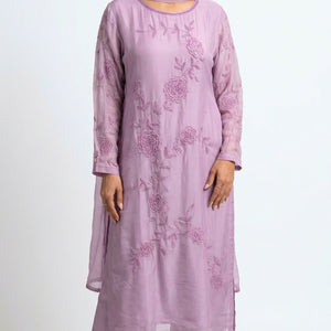 Muted Pastel Pink Organza Suit with Sequins, Cutdana & Moti Detailing