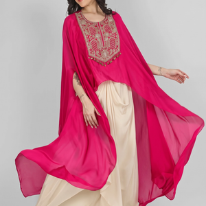 Rani Chinon Indo Western with Cutdana and Sequins Embroidery