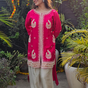 Rani Dola Silk Indo-Western with Dori, Moti & Sequin Work