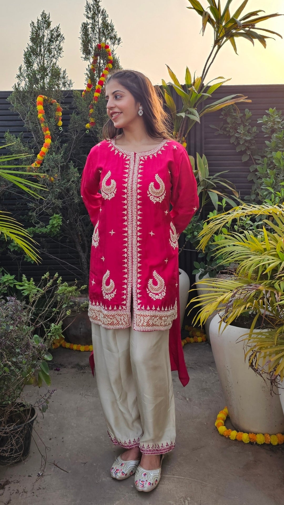 Rani Dola Silk Indo-Western with Dori, Moti & Sequin Work