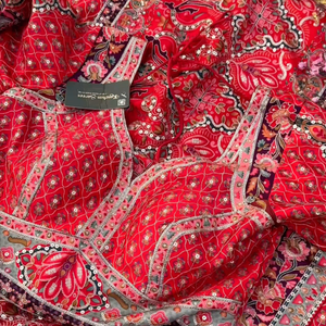 Maroon Digital Printed Silk Ready Made Saree Embellished With Sequins & Zari Work