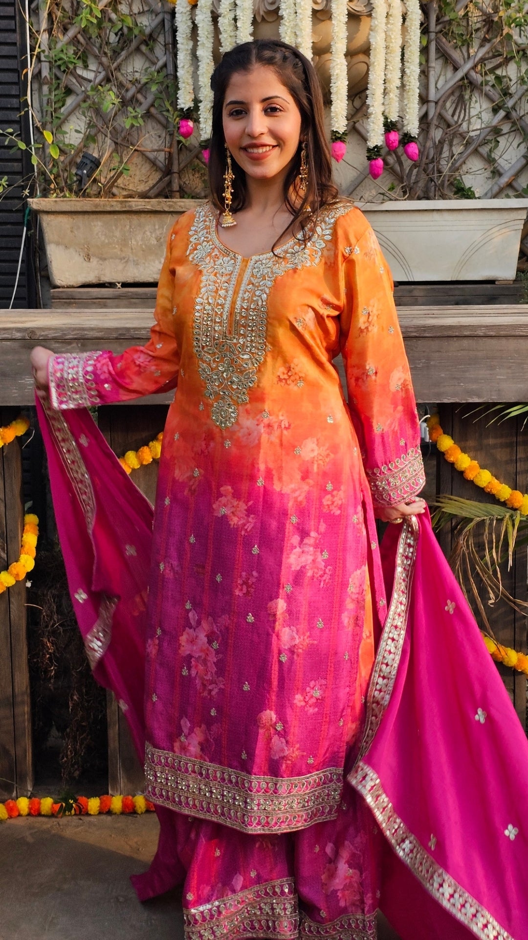 Ombre Uppada Silk Indo-Western with Zari, Sequin & Digital Print