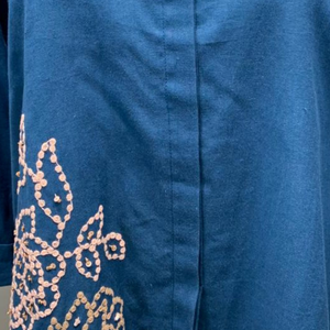Blue Linen Cotton Coord Set with Intricate Beads, Sequin and Thread Work