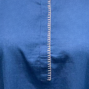 Blue Linen Cotton one Piece Indowestern with Thread Work