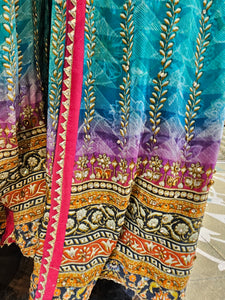 Crepe Silk Digital Print Indo Western Suit with Dupatta