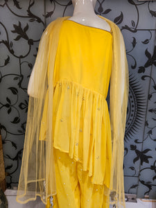 Yellow Indo western Suit Set