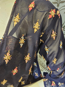 Elegant Georgette Crop Top with Skirt and Jacket