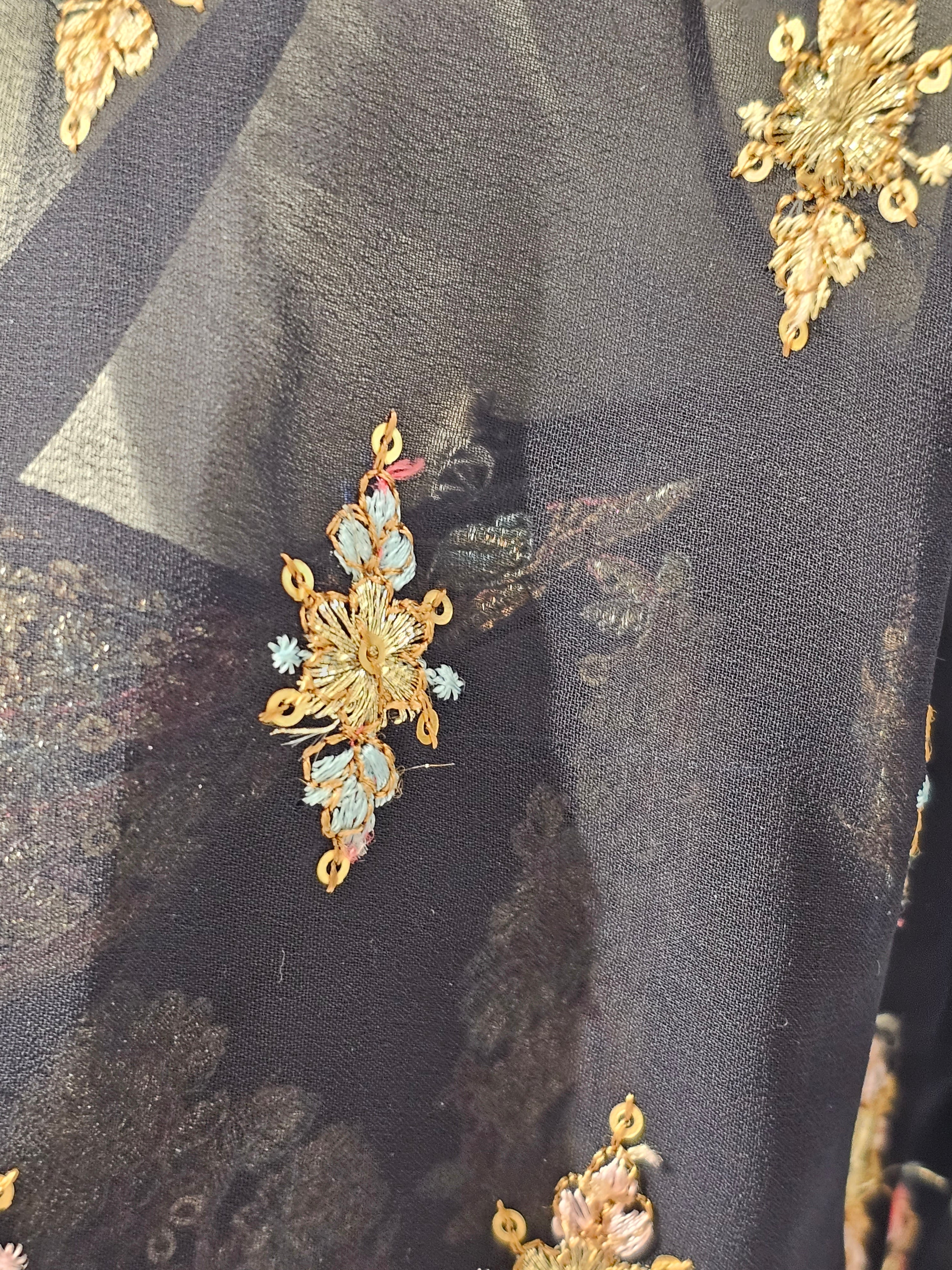Elegant Georgette Crop Top with Skirt and Jacket