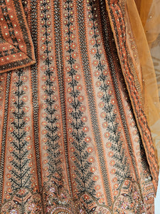 Orange Lehenga Choli with Hand Embroidery