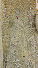 Load image into Gallery viewer, Pista Green Net Lehenga With Pearl, Mirror, Zari and Beads Work
