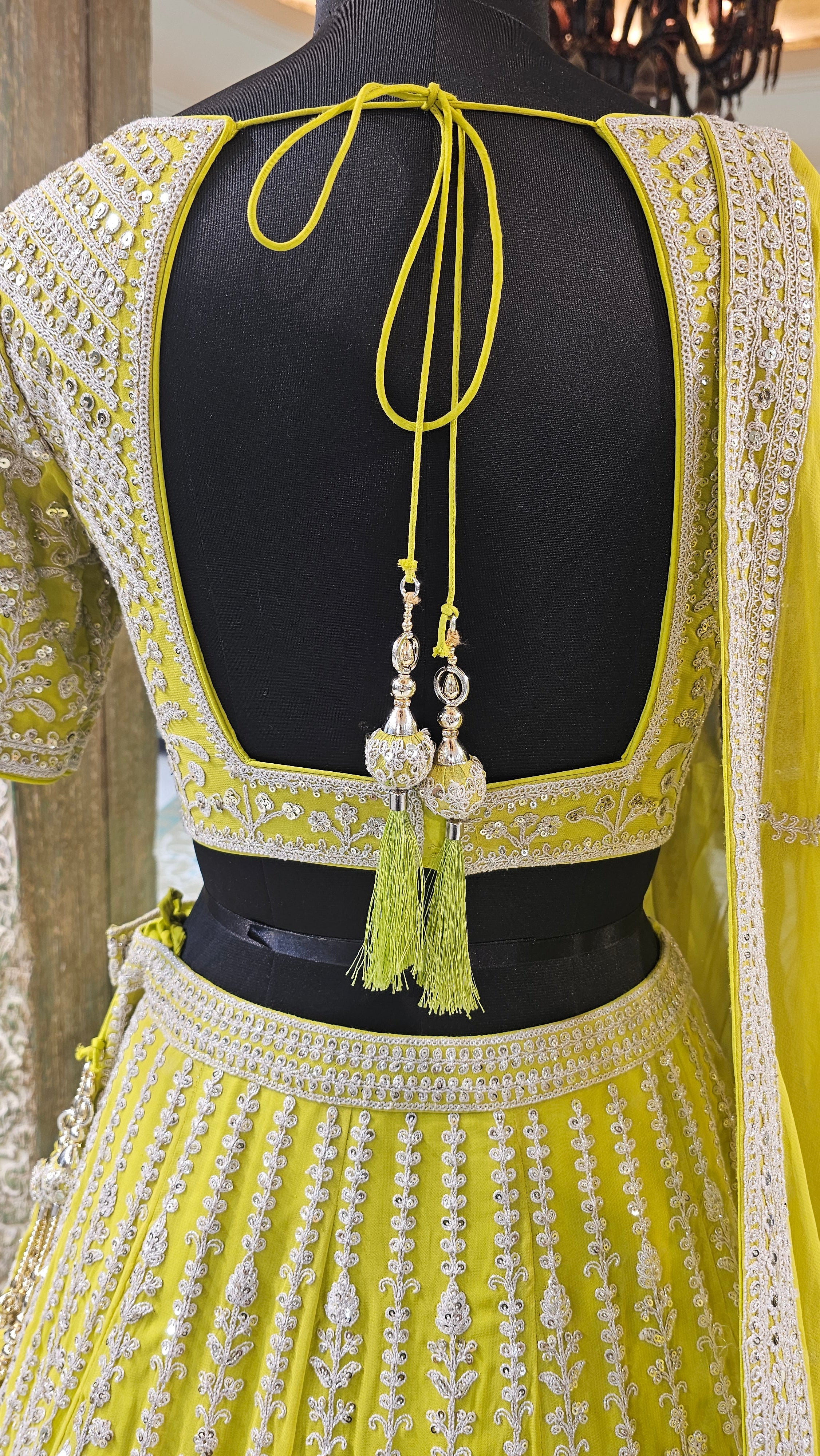 Georgette Lehenga with Sequins and Thread Work