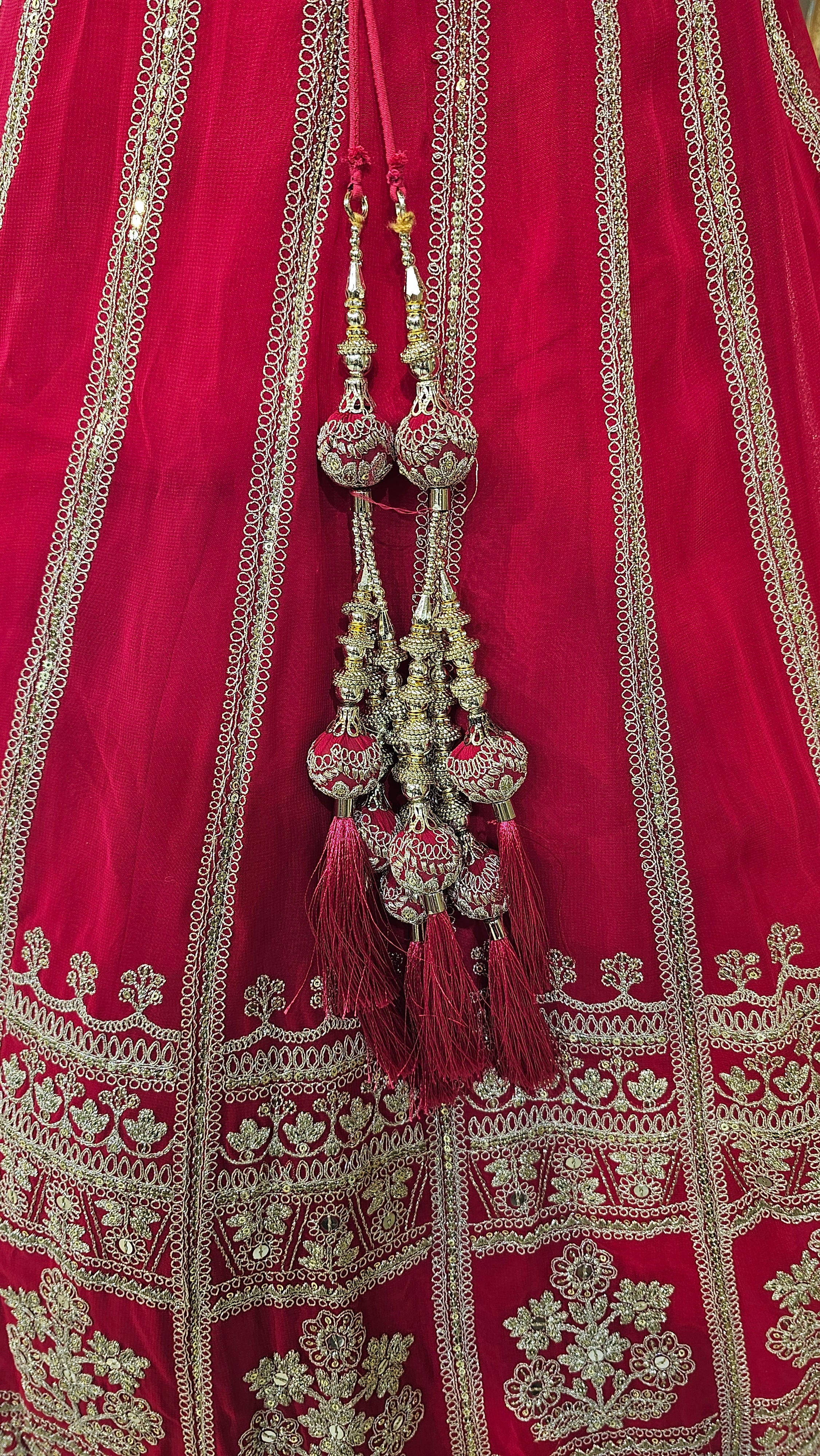 Red Georgette Lehenga With Zari and Sequins Work