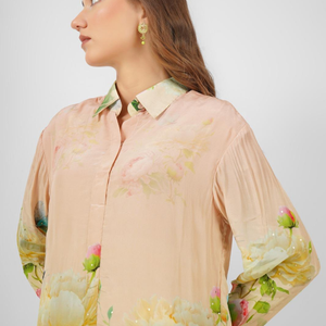 Crepe Printed Indo Western Coord Set with Embroidery Touching
