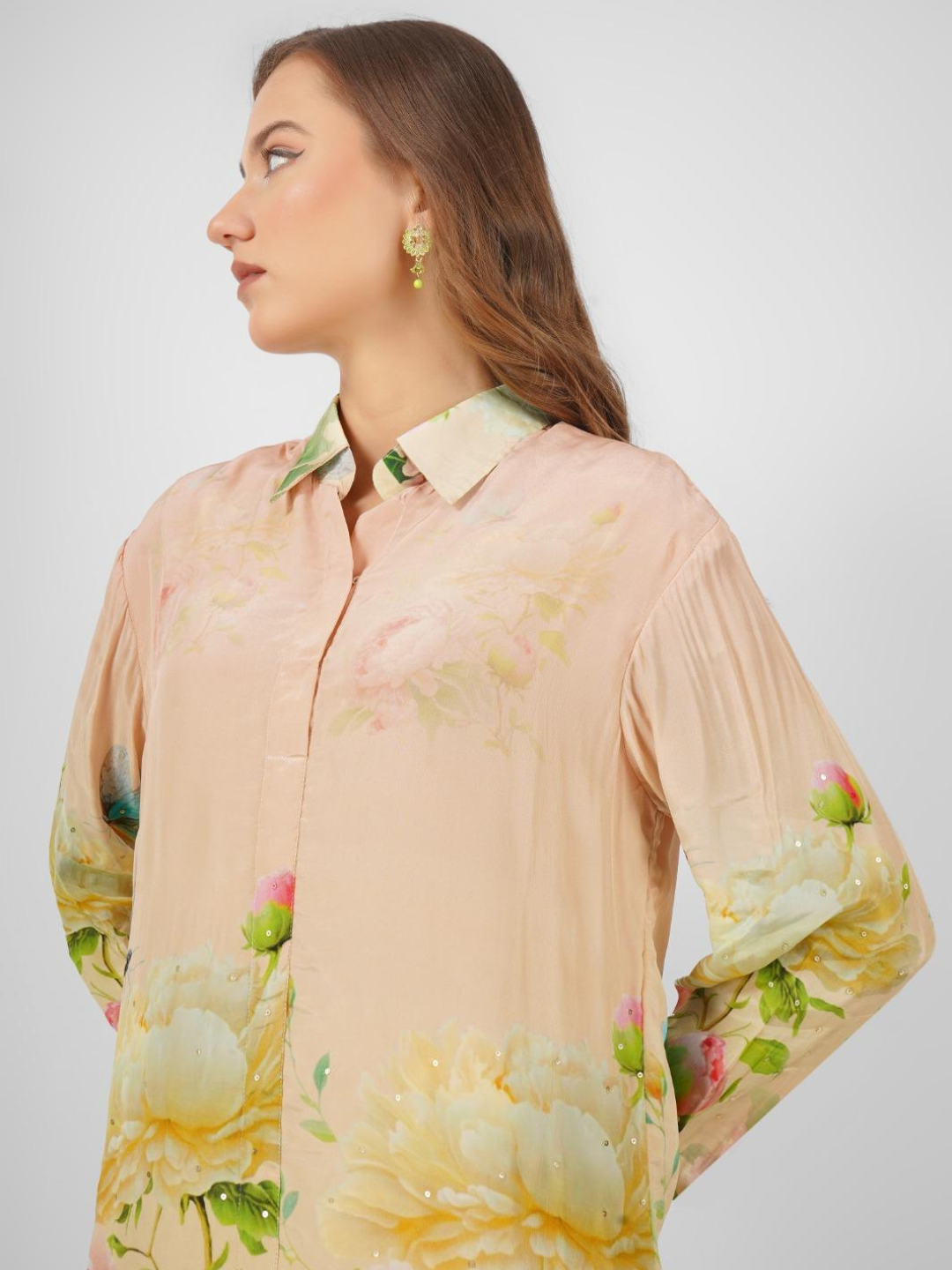 Crepe Printed Indo Western with Embroidery Touching