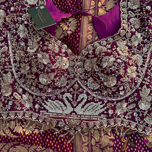 Purple Georgette Saree with Blouse with Cutdana, Sequins and Pearl Embroidery 11