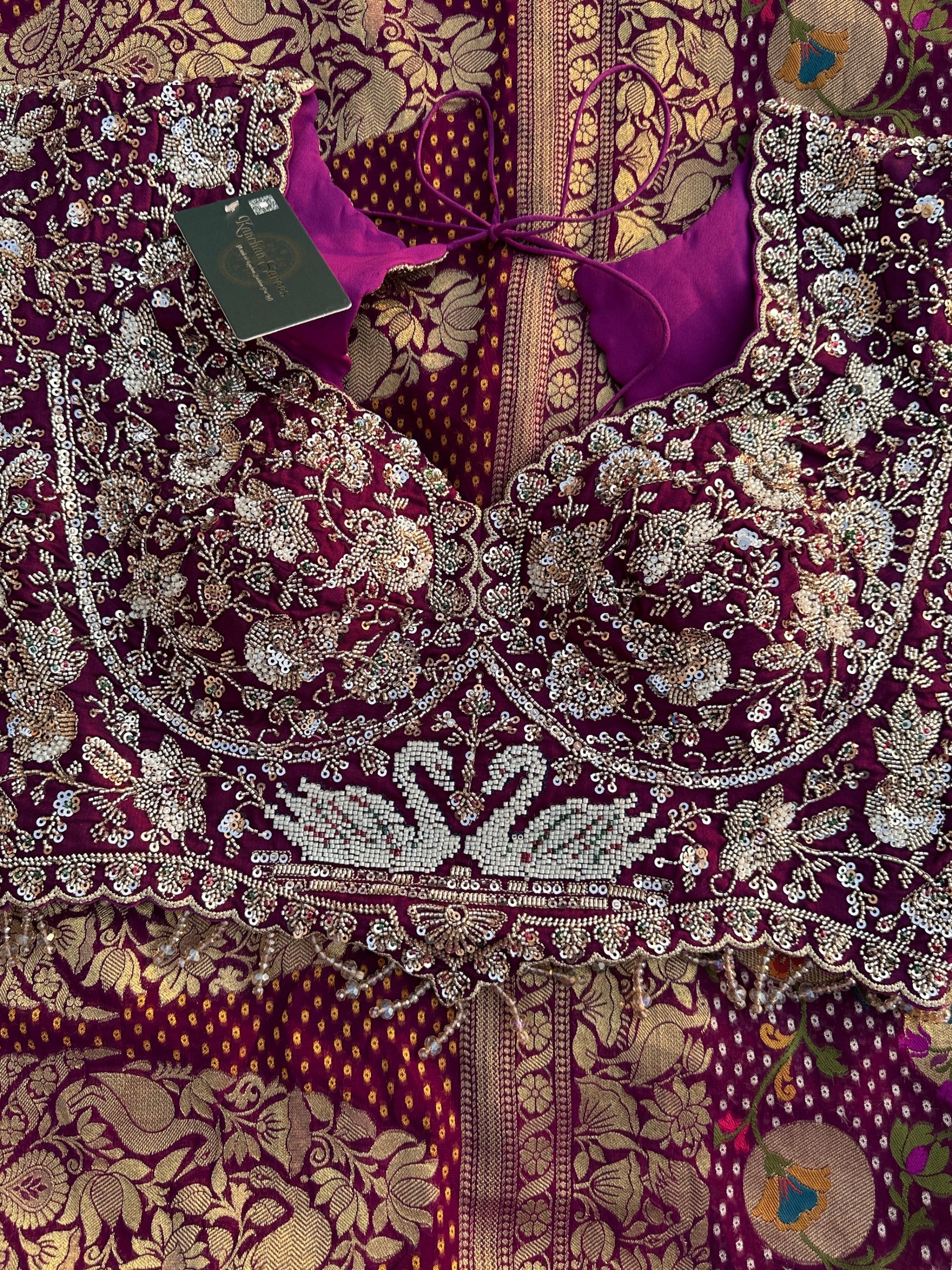 Purple Georgette Saree with Blouse with Cutdana, Sequins and Pearl Embroidery 11