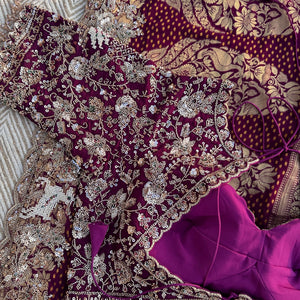 Purple Georgette Saree with Blouse with Cutdana, Sequins and Pearl Embroidery 13