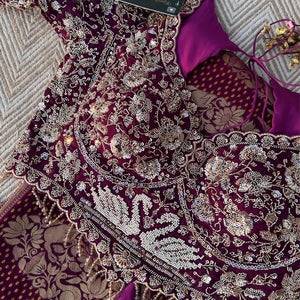 Purple Georgette Saree with Blouse with Cutdana, Sequins and Pearl Embroidery 2