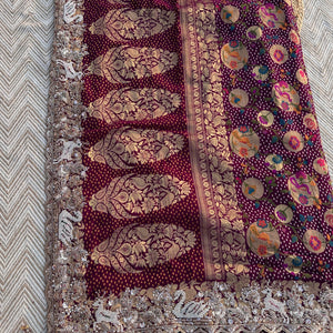 Purple Georgette Saree with Blouse with Cutdana, Sequins and Pearl Embroidery 6