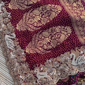 Purple Georgette Saree with Blouse with Cutdana, Sequins and Pearl Embroidery 7