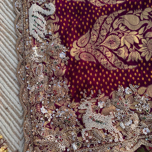 Purple Georgette Saree with Blouse with Cutdana, Sequins and Pearl Embroidery 8