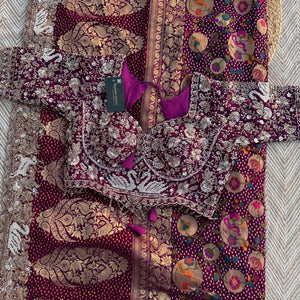 Purple Georgette Saree with Blouse with Cutdana, Sequins and Pearl Embroidery 9