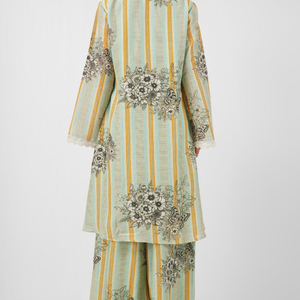 Linen Indo Western with Pearl and Printed Embroidery 4