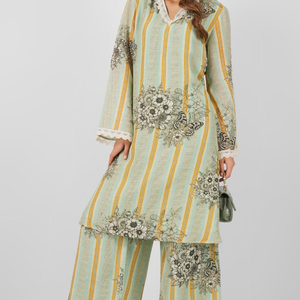 Linen Indo Western with Pearl and Printed Embroidery 6