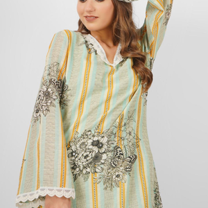 Linen Indo Western with Pearl and Printed Embroidery 7
