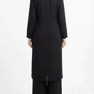 Black Chinon Indo Western with Cutdana and Sequins Embroidery 5