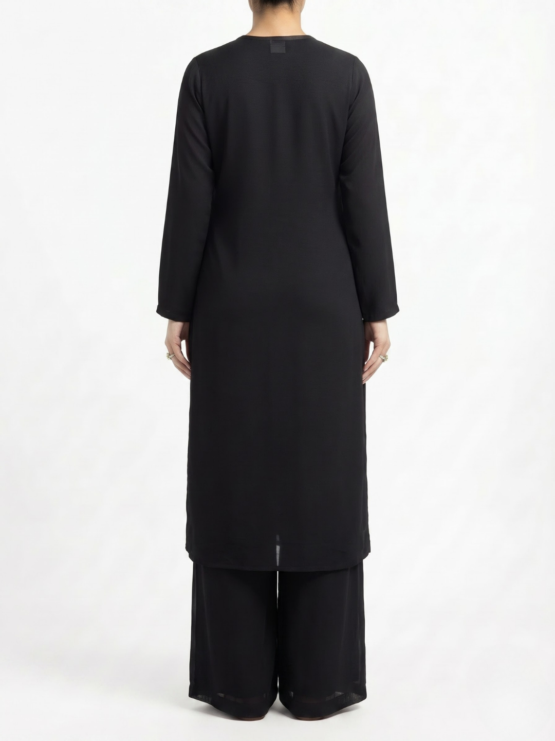 Black Chinon Indo Western with Cutdana and Sequins Embroidery 5