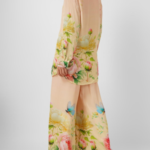 Crepe Printed Indo Western Coord Set with Embroidery Touching