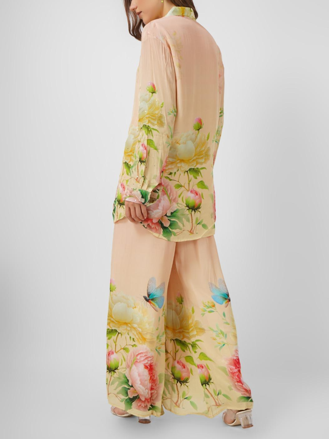 Crepe Printed Indo Western with Embroidery Touching