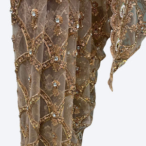 Net Saree Embellished With Cutdana, Sequins & Pearl Work