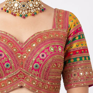 Beige Banarasi Silk Saree Embellished With Cut Dana, Zari,  Sequins & Moti Work