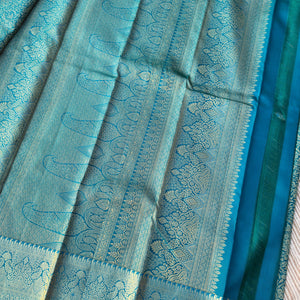 Green Banarasi Kanjivaram Unstitched Saree Embellished With Zari Work