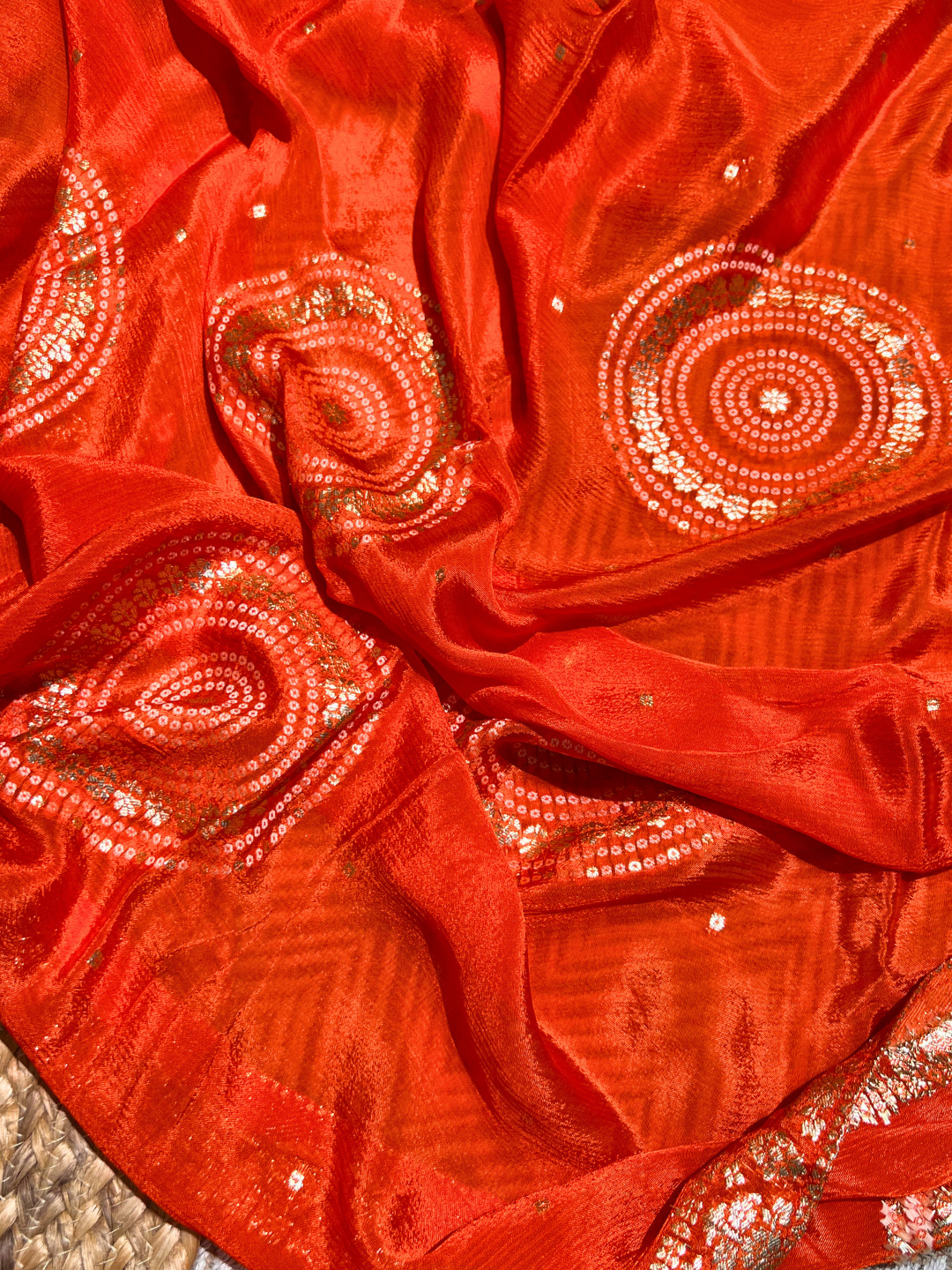 Orange Silk Unstitched Suit with Hand Work Embroidery 1