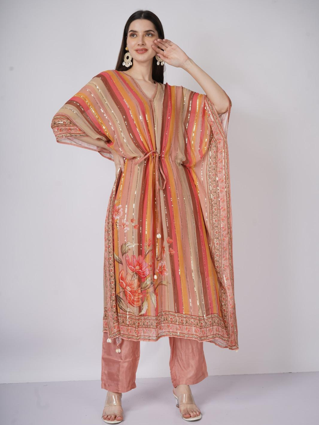 Georgette Indo Western with Sequins and Printed Embroidery 10