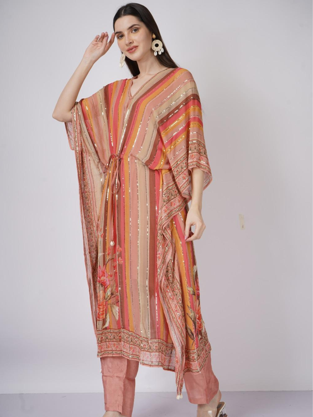 Georgette Indo Western with Sequins and Printed Embroidery 11